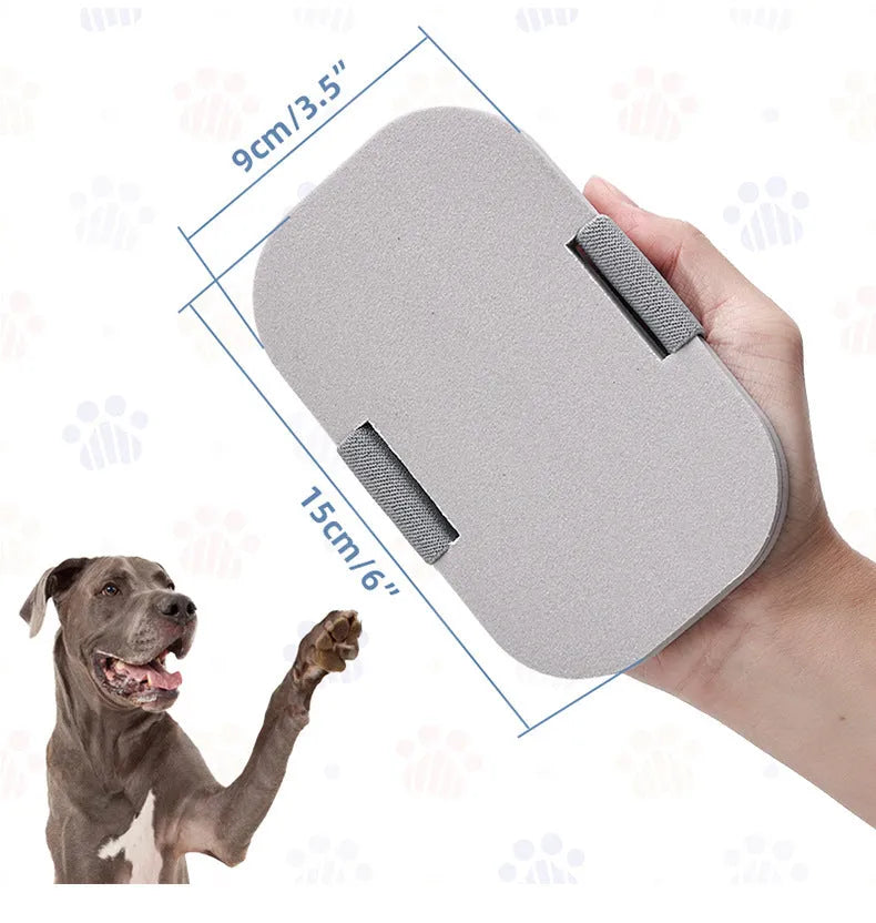 Gray dog nail file with detachable claw grinder and nail scraper board on white background