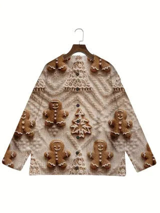Digital printed loose fit lapel top for women, 95% polyester, sizes S to 5XL, one colour option.