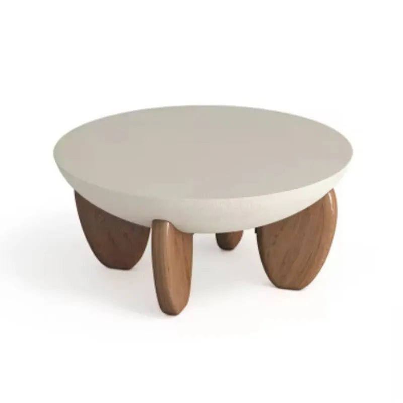 White solid wood coffee table with height adjustable legs and storage in a living room setting