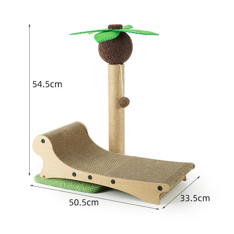 Wooden beach chair cat nest with scratch board and hemp mat for cats
