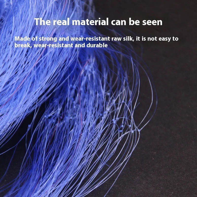 Hand throw fishing net with spring hook and sticky nylon mesh in multiple sizes from 1.5cm to 6.5cm