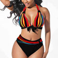 Women's colourful printed plus size bikini swimming suit in Figure 1 print, polyester spandex, S to XXXXL