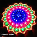 Outdoor battery-powered decorative string lights with peacock, love heart, sunflower, and star shapes.