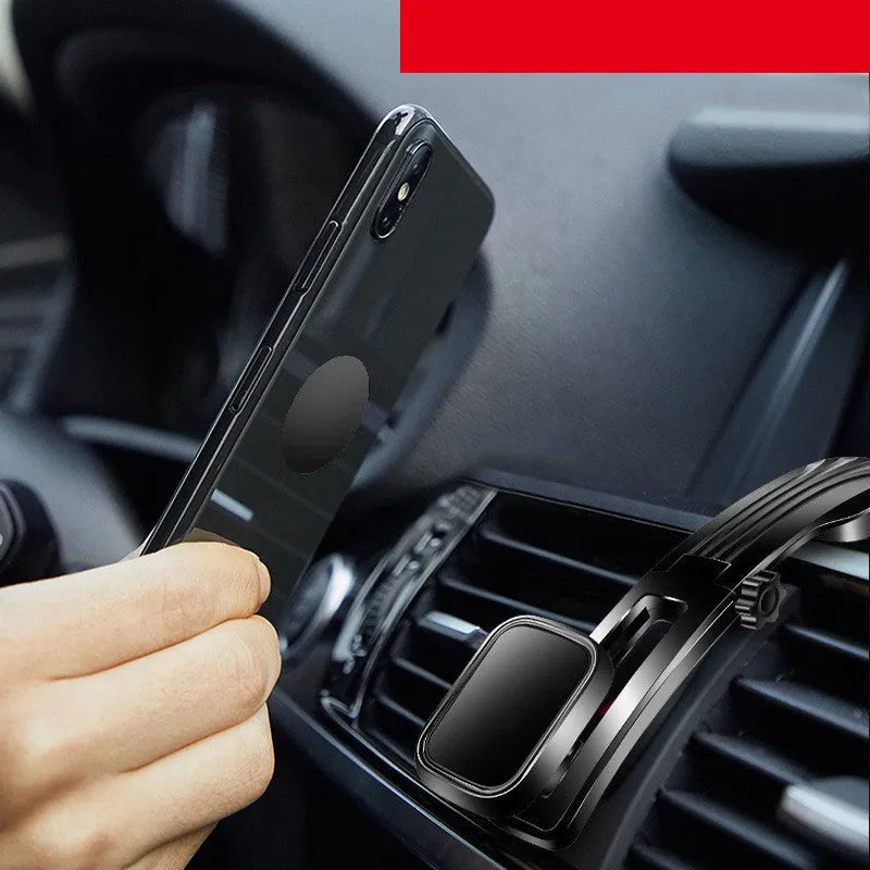 Creative magnetic desktop car phone holder with gooseneck arm and silicone surface in black
