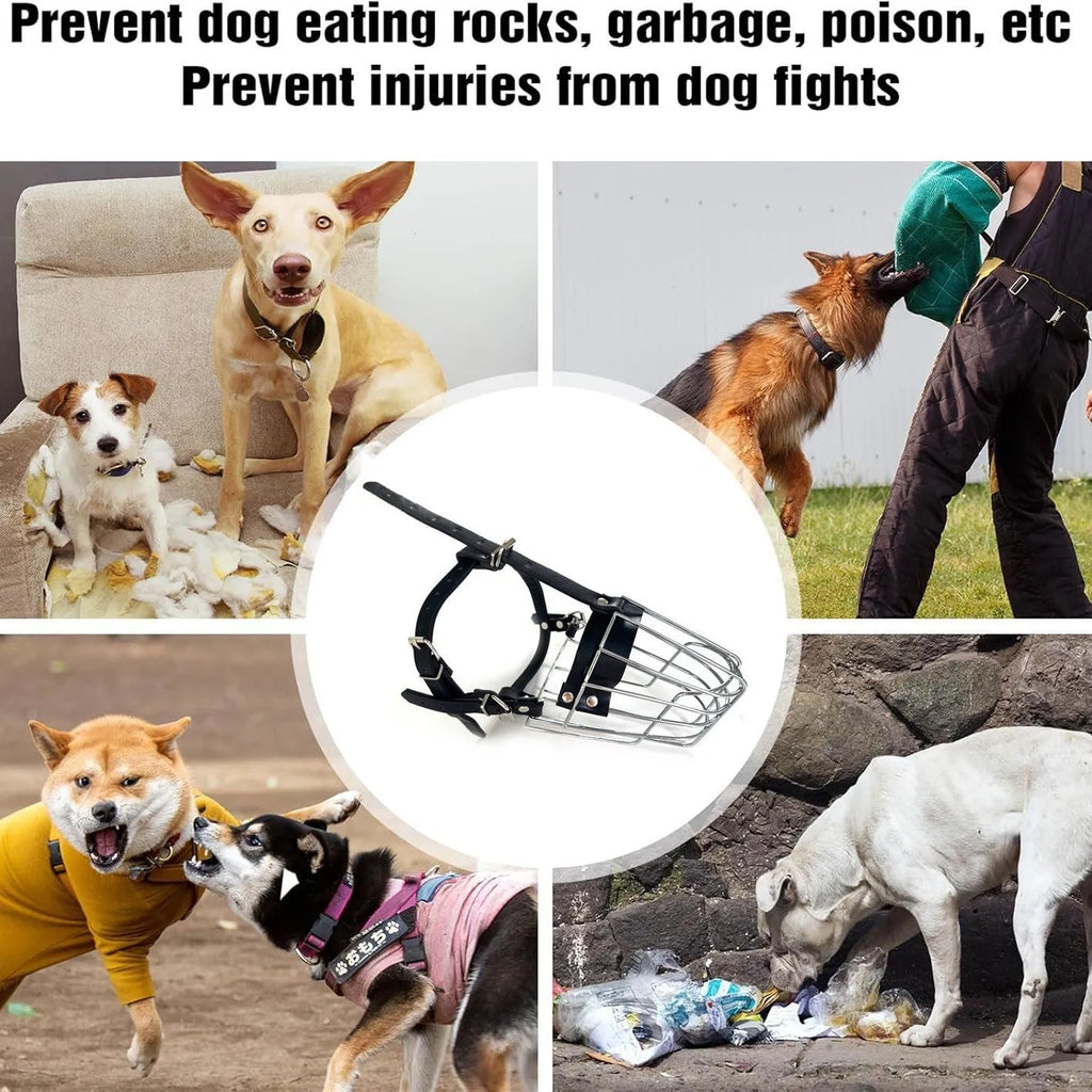 Black metal dog mouth cover for golden retrievers and German shepherds