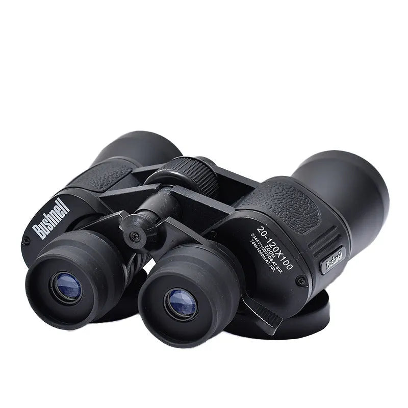 Outdoor telescope binoculars with continuous zoom function showing 20-120x100 magnification specification