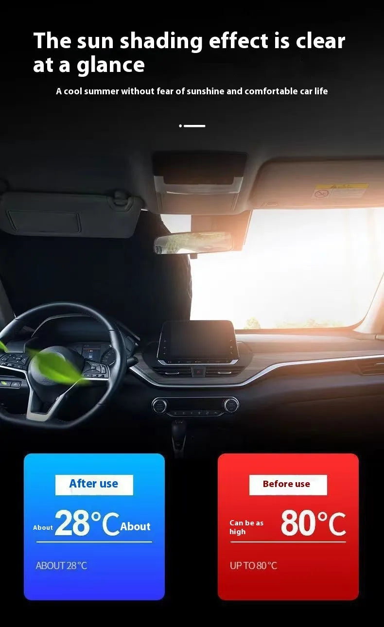 Aluminium foil car windscreen sunshade in silver, showing reflective surface.
