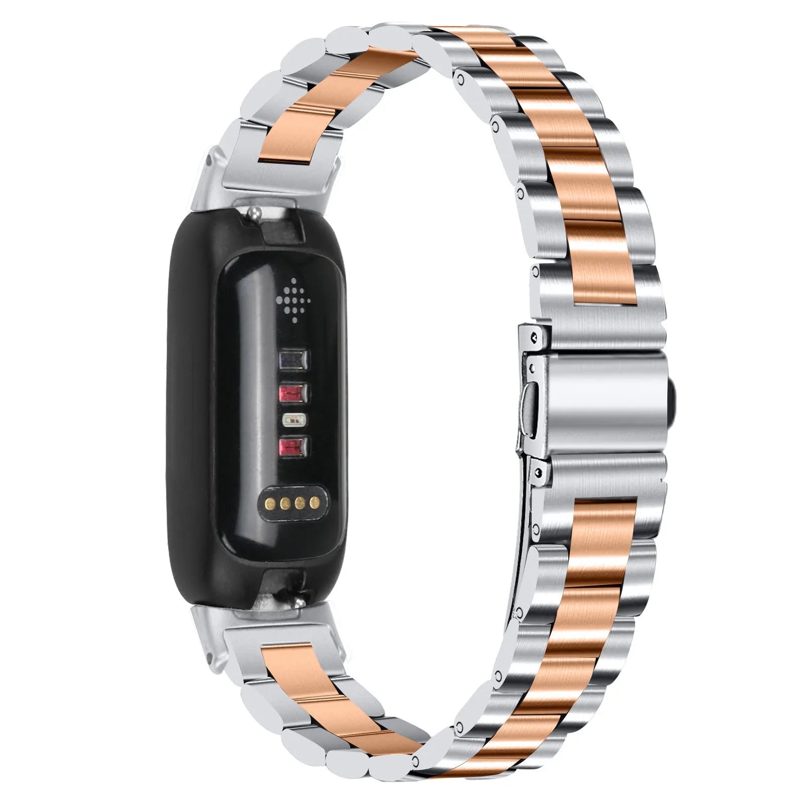 Stainless steel three bead watch strap in multiple colours with 12MM connector for Inspire3 fitness tracker