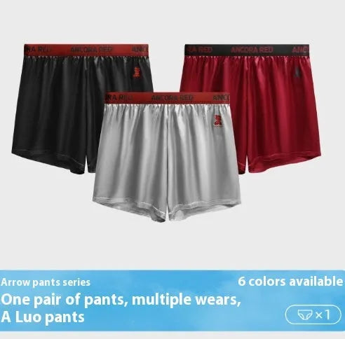 Solid colour men's boxer briefs in polyester fabric on a mid waist mannequin.