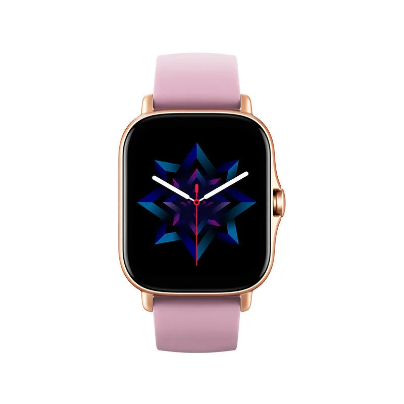GT20 smartwatch with alloy case and silicone strap showing heart rate monitoring on screen.