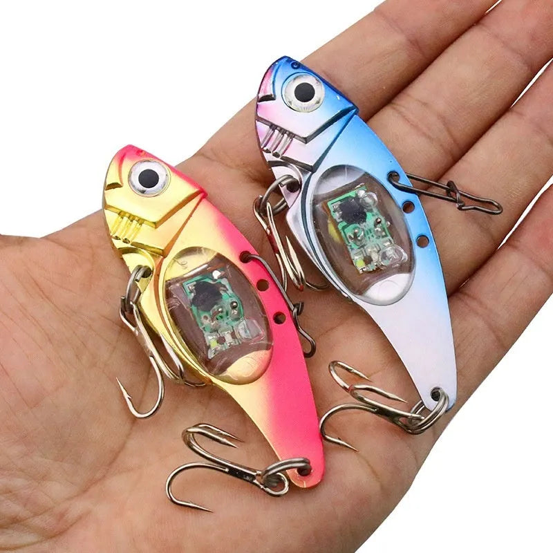 Luminous metal vib electronic lure in blue body and red body fishing bait