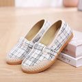 Women's flat heel cloth shoes with colour stitching, shallow mouth, and beef tendon sole in six colours