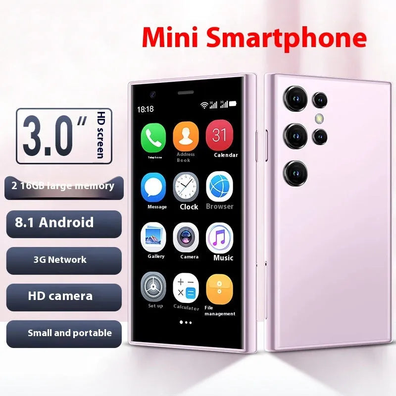 S23PRO XS15 mini smartphone in black, green or pink purple with 30 screen and straight plate design