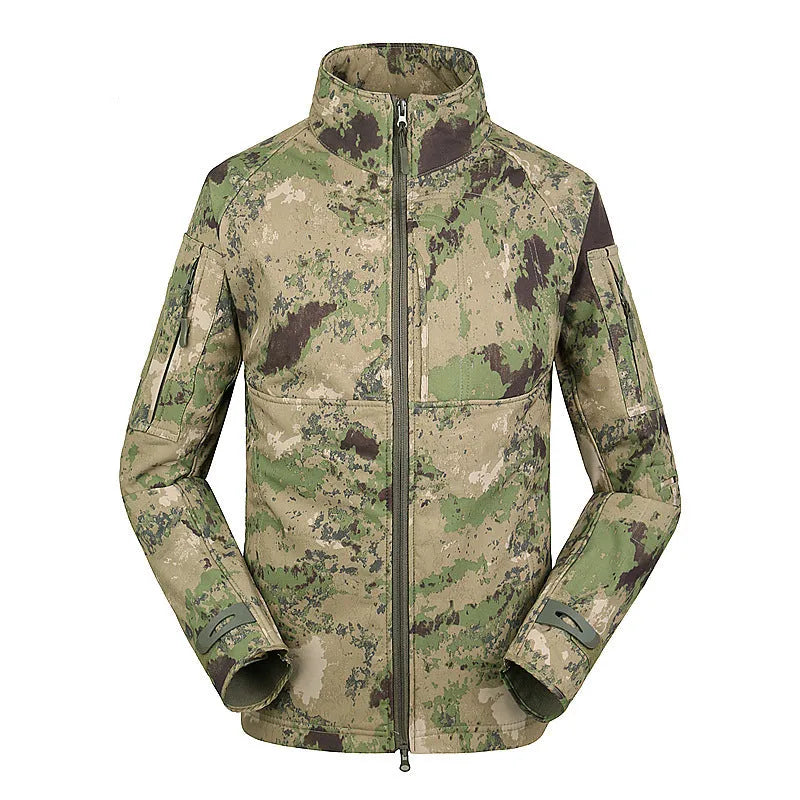 Men's thin stand collar outdoor jacket in khaki, polyester, loose fit, autumn wear