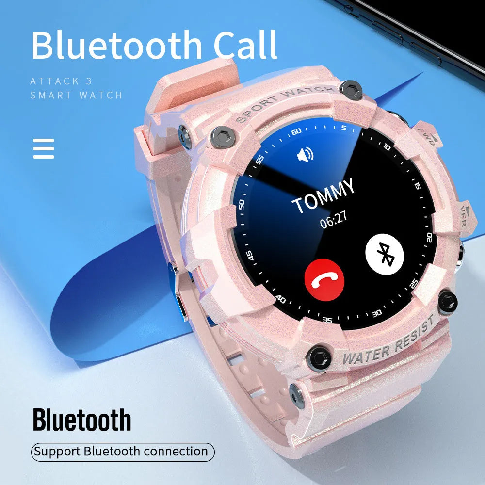 ATTACK 3 black IP67 waterproof smartwatch with round HD display on a TPU strap.