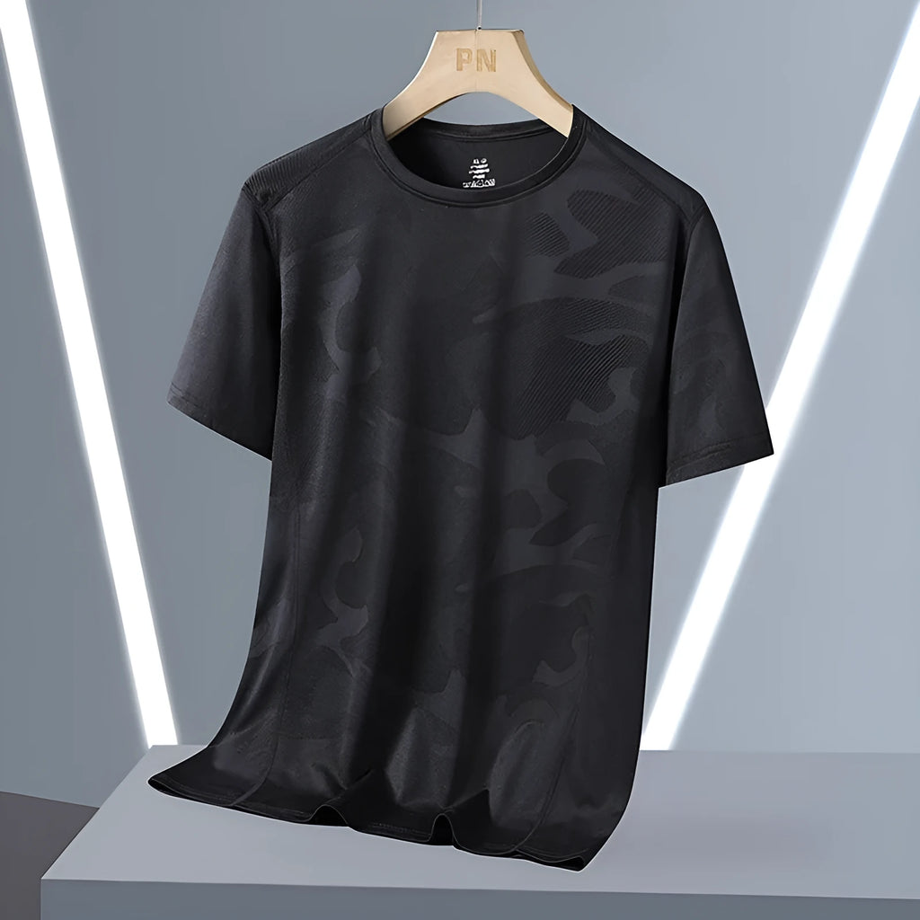 Breathable quick-drying plus size men's camouflage nylon T-shirt with short sleeves in Army Green