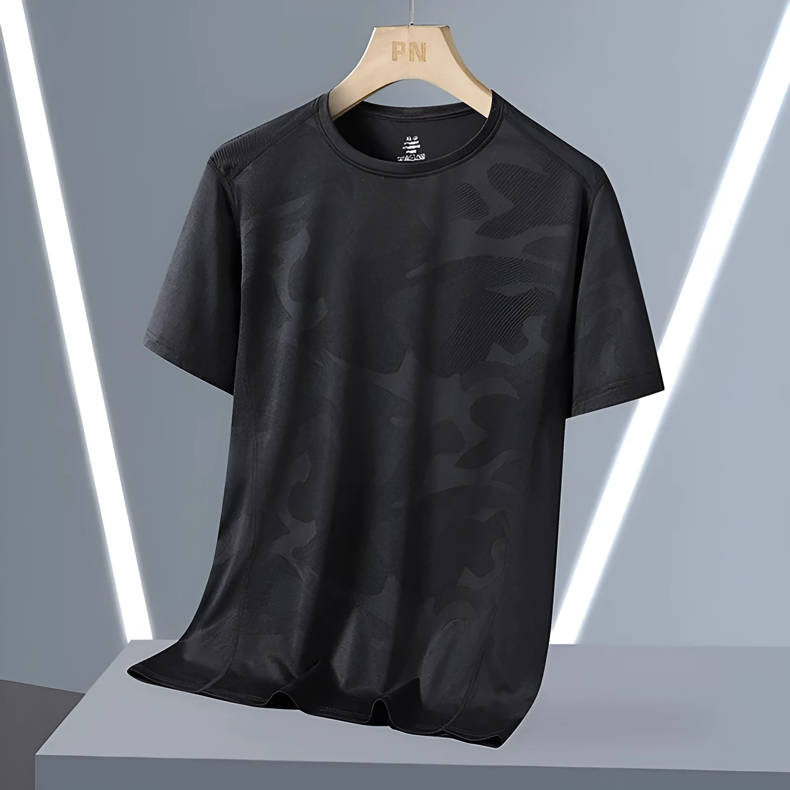 Breathable quick-drying plus size men's camouflage nylon T-shirt with short sleeves in Army Green