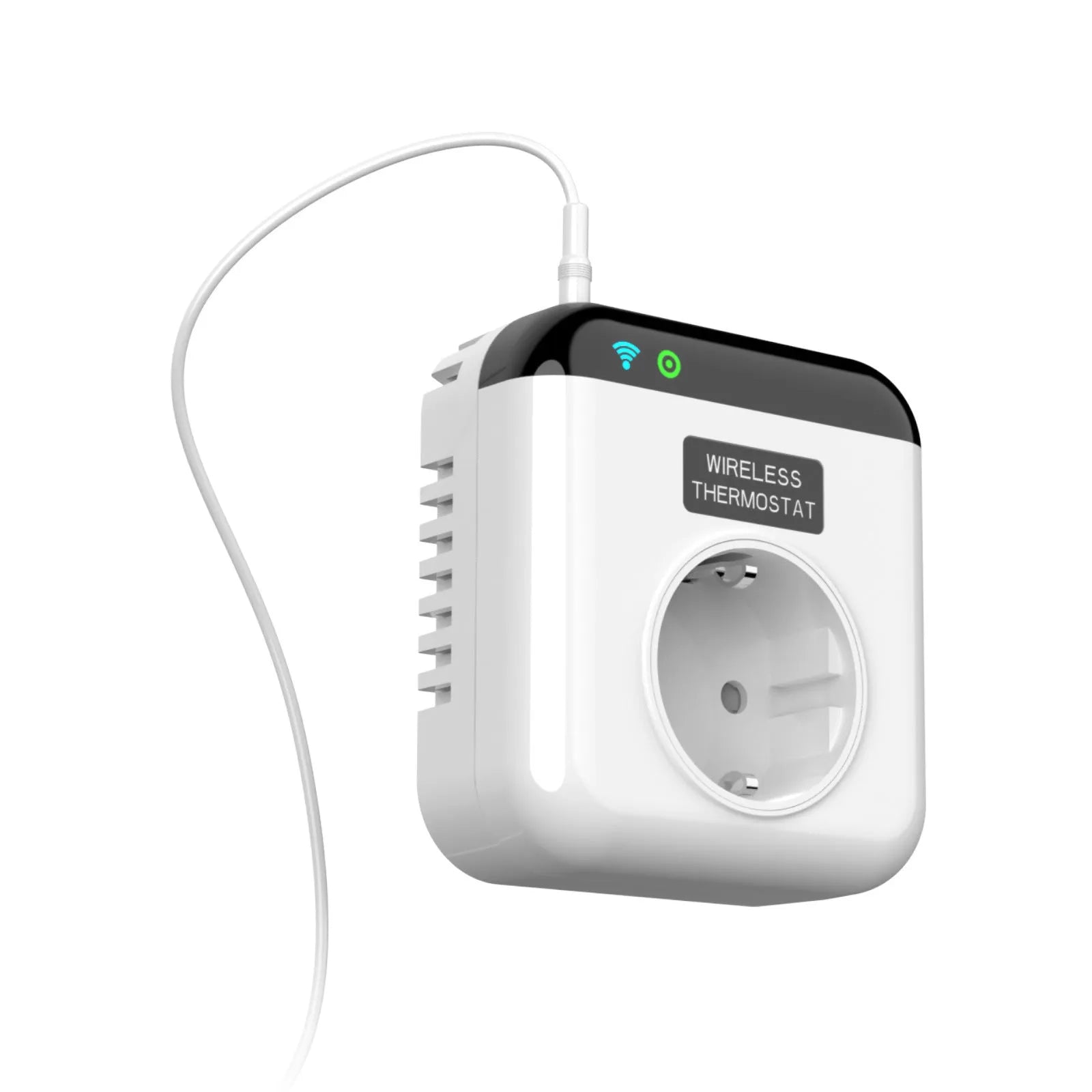 White smart socket with EU plug, ABS casing, remote and voice control, overload protection