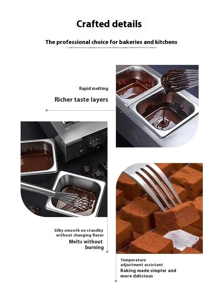 Commercial electric chocolate melting machine with double pot and digital temperature control