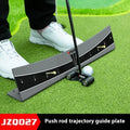 Golf putter trajectory balance simulator with adjustable push rod balancer on a floor