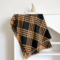 Qianjin imitation cashmere scarf in brown with tassel detailing, 185cm long and 65cm wide