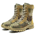 Plus size men's high-top Martin boots in black or camouflage colour with mesh upper and totem decoration