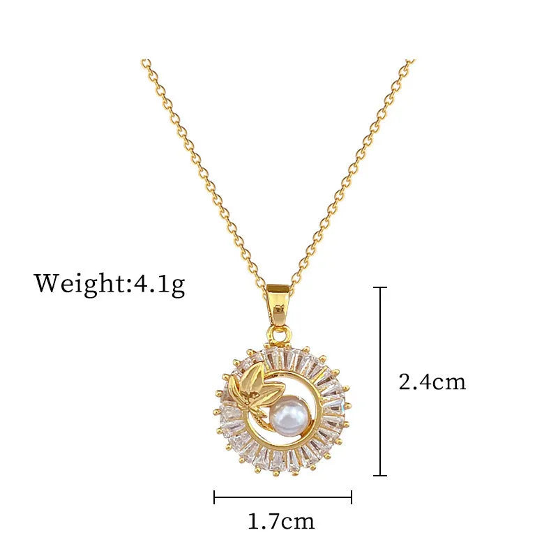 Titanium steel geometric jewellery set with round ring, square pendant necklace, and leaf-shaped stud earrings on a silver-tone chain.