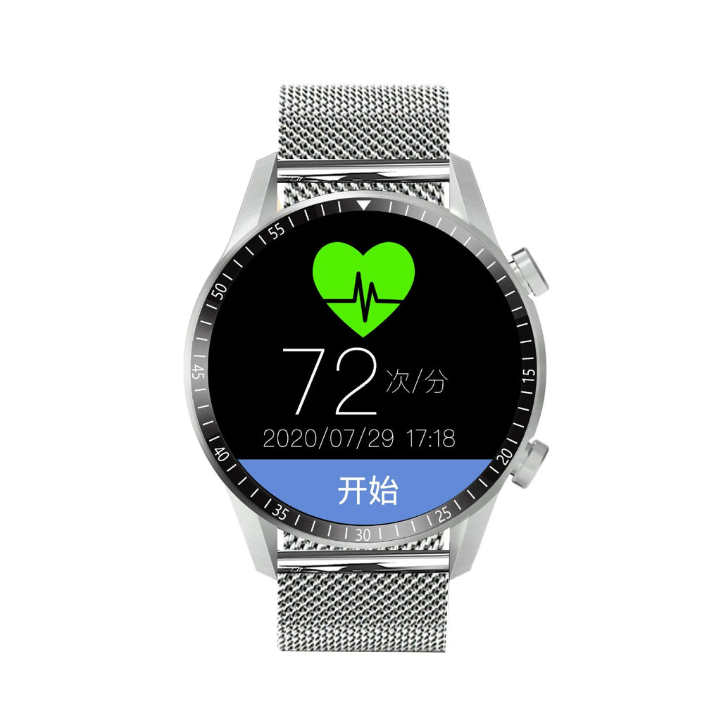 Round smart watch with aluminium alloy shell and TFT screen in black colour option