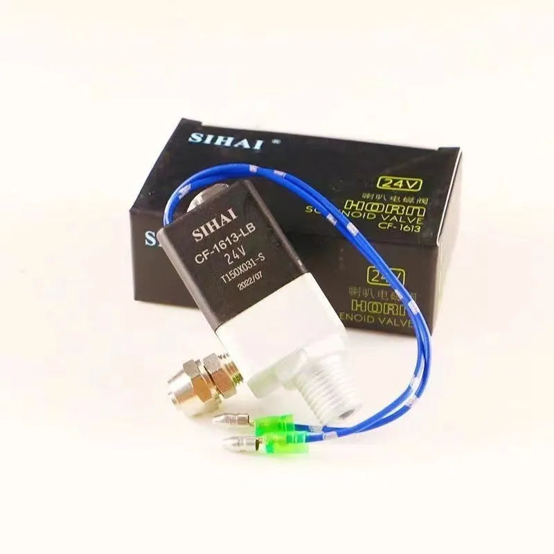 Black dual trumpet 300DB super loud air horn and compressor kit for 12V and 24V vehicles.
