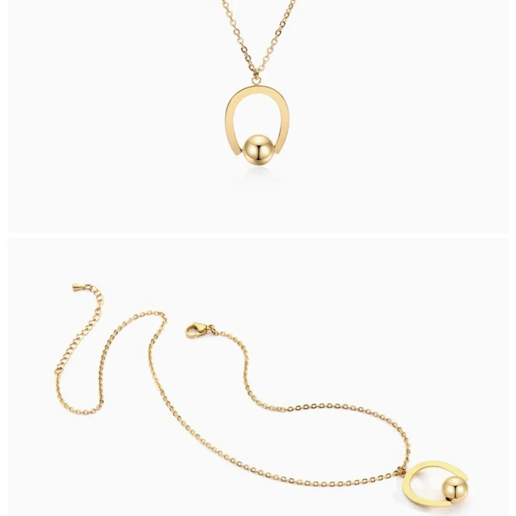 Adjustable stainless steel cross chain necklace with geometric pendant in gold or silver finish