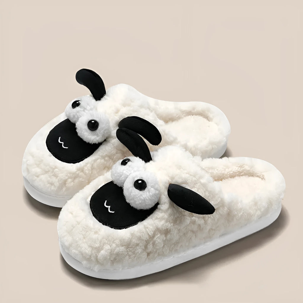 Brown unisex thermal cotton slip-on slippers with a suede upper and sewn PVC sole