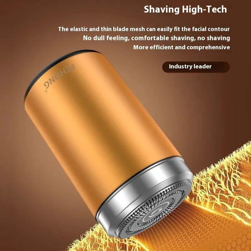 Mini fully washable portable men's electric shaver with six-leaf blade and brushless motor in black finish