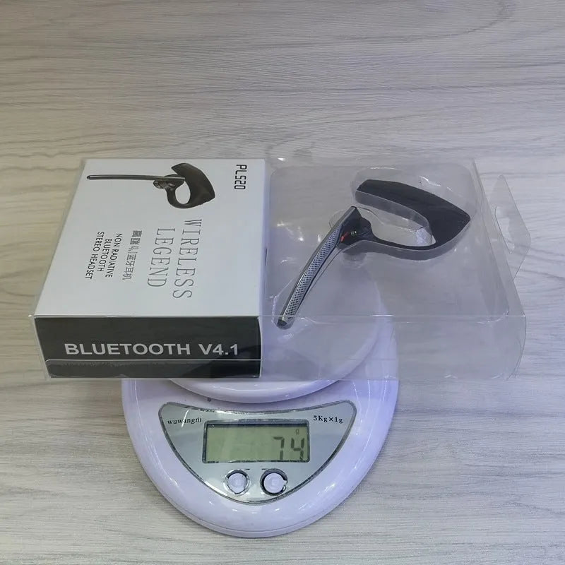 Black plastic stereo Bluetooth sports headphones with a visible battery display.