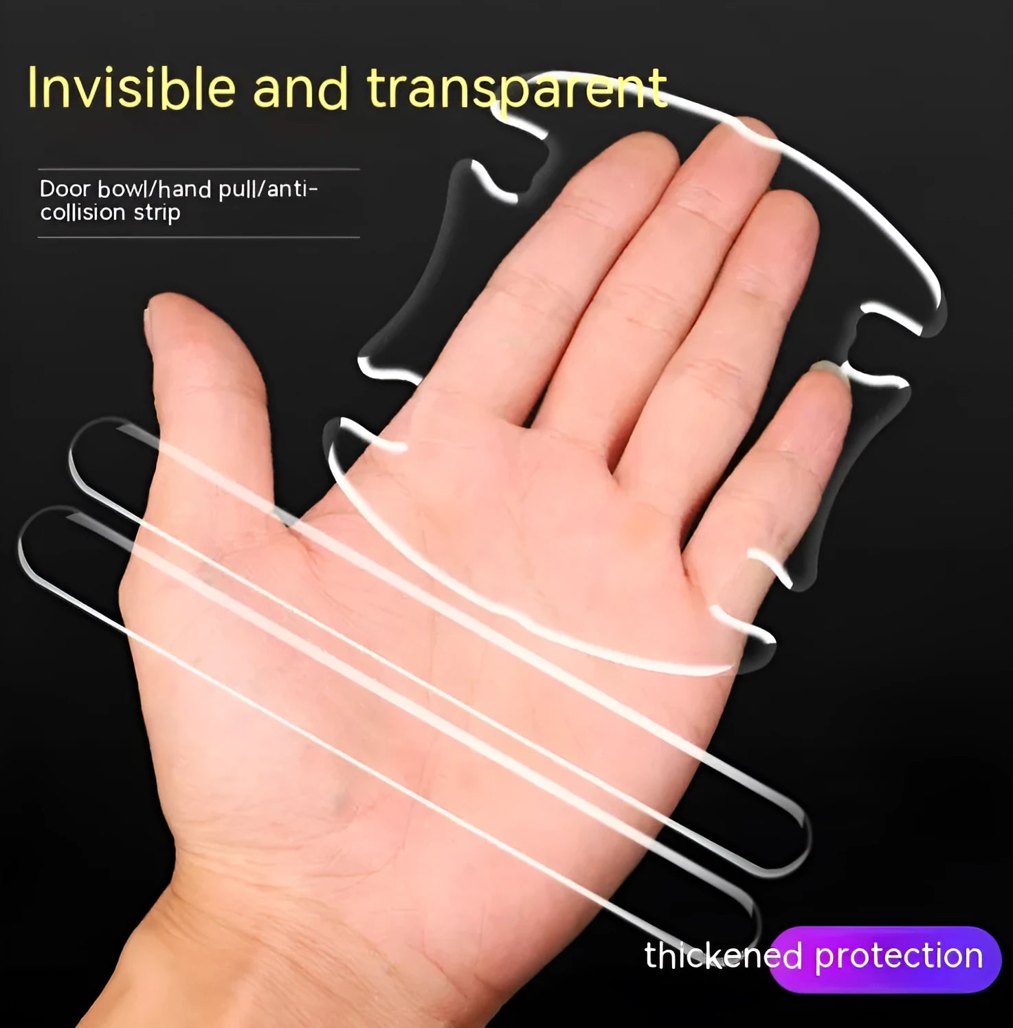 Transparent car door handle scratch proof stickers 4 pieces set for vehicle door bowl protection