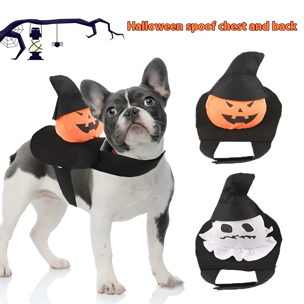 Dog Halloween pet costume in ghost colour made from PP cotton, available in sizes S M L XL