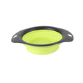Silicone folding bowl for pets in black, collapsed flat for portable storage