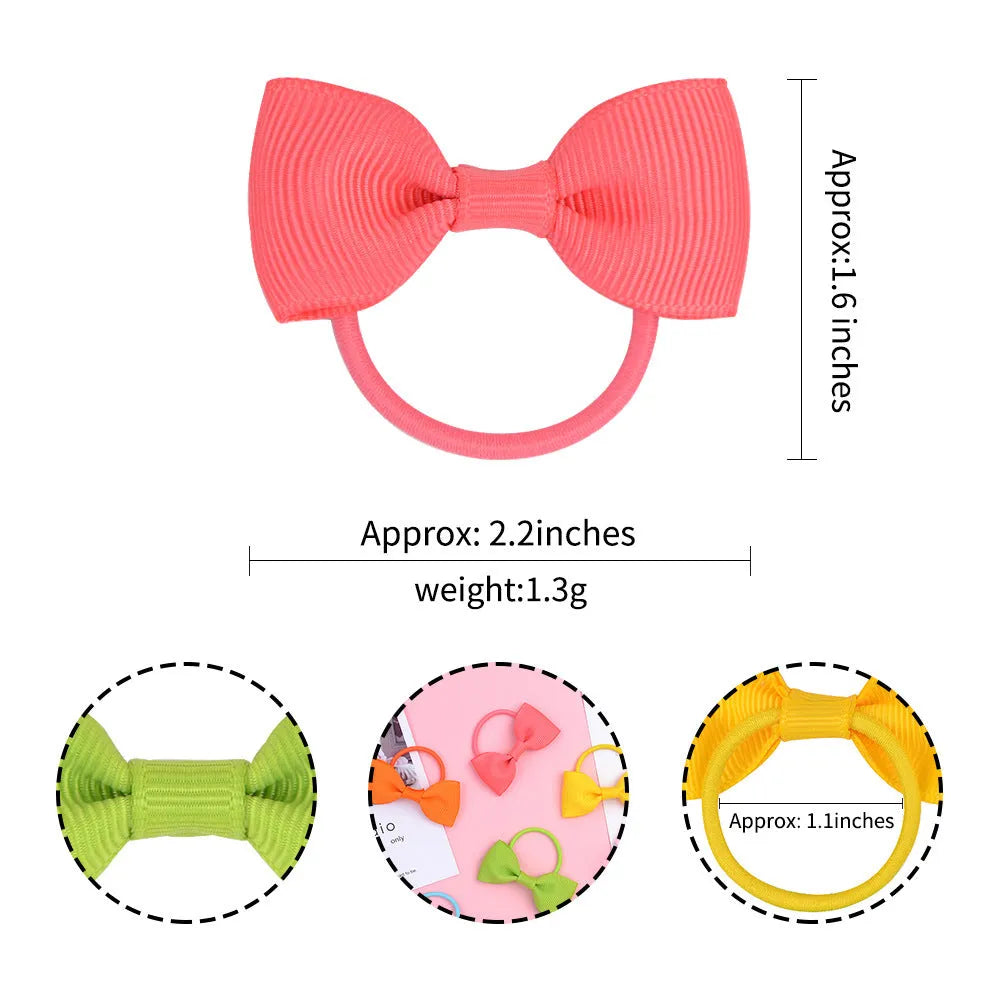 80-piece baby hair ties with bows in 40 colour pairs, 2-inch grosgrain ribbon bows on soft elastic bands