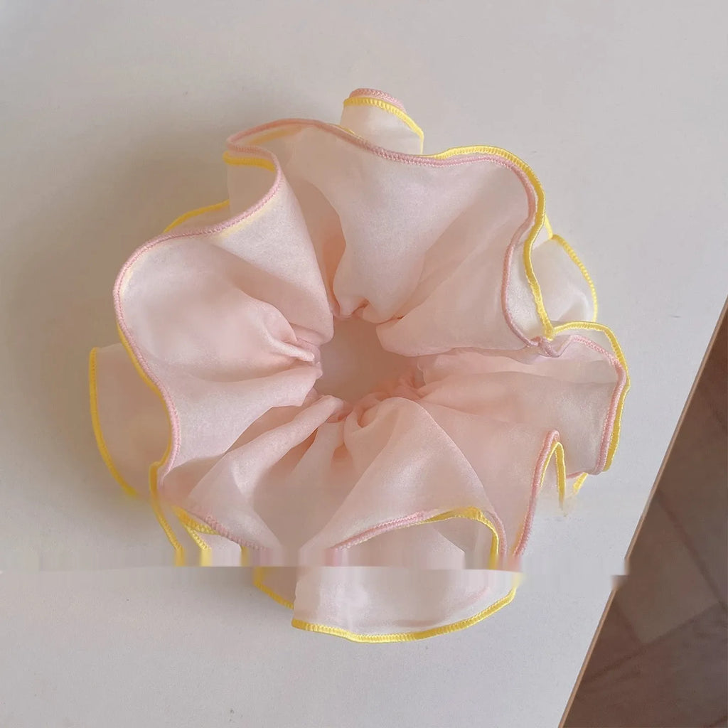 Summer refreshing contrast colour cloth hair band in mint green, orange, and pink purple