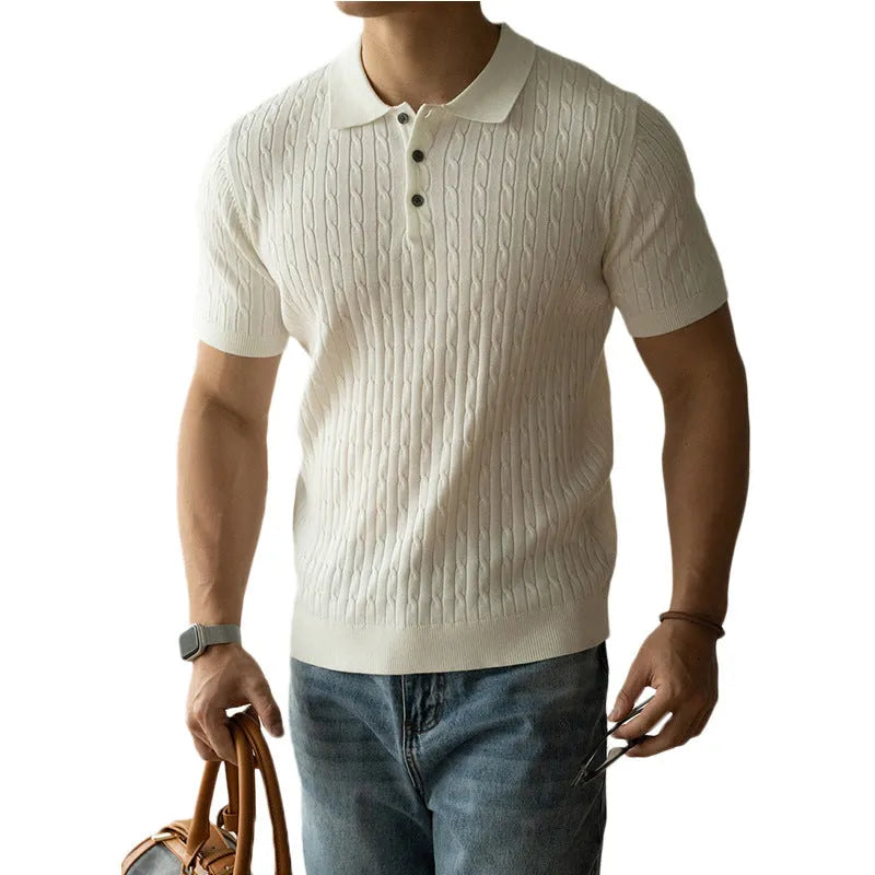 Men's short sleeve business top in khaki, black, or white colours