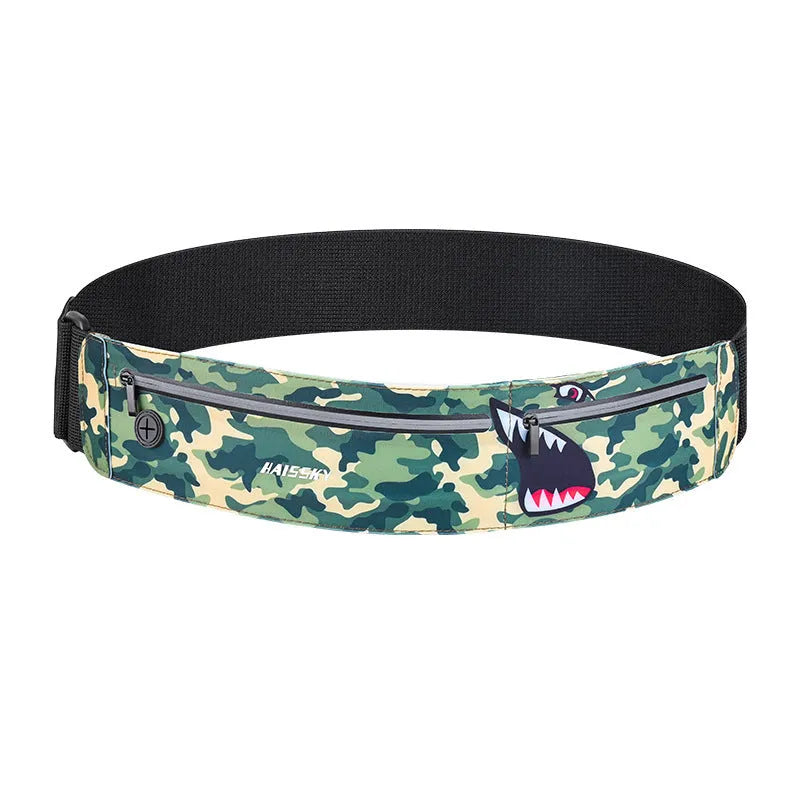 8-inch waterproof waist bag in camouflage crocodile colour for outdoor sports and fitness activities