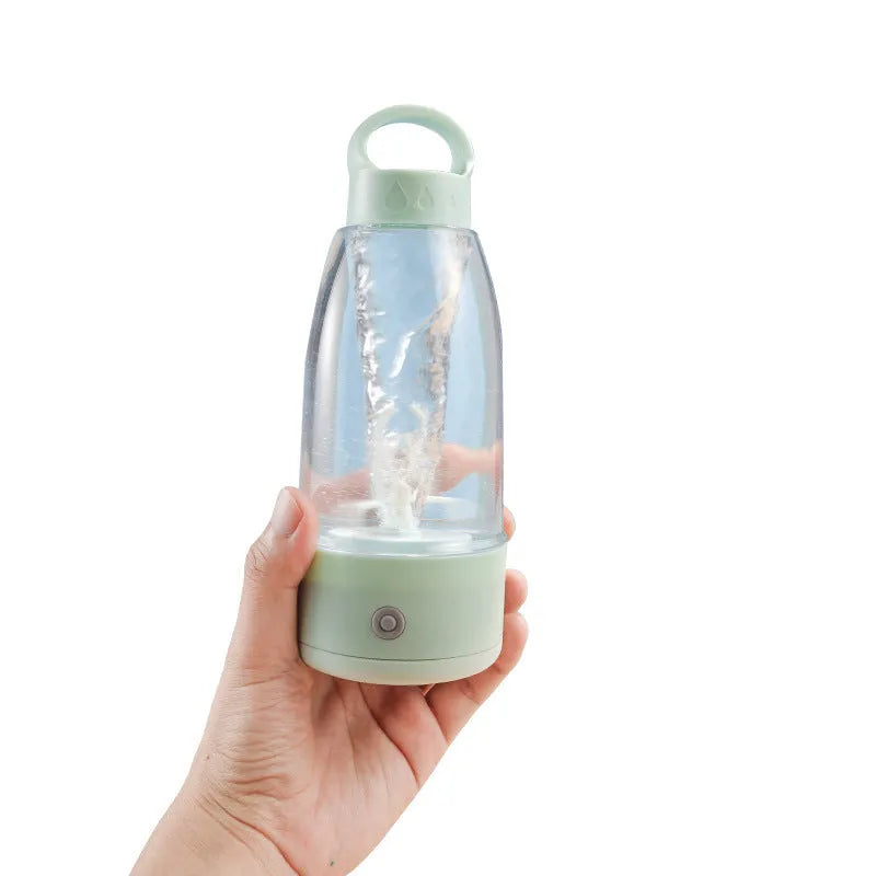 Automatic electric shaker bottle in cream white with USB charging port and handle, 350ml capacity
