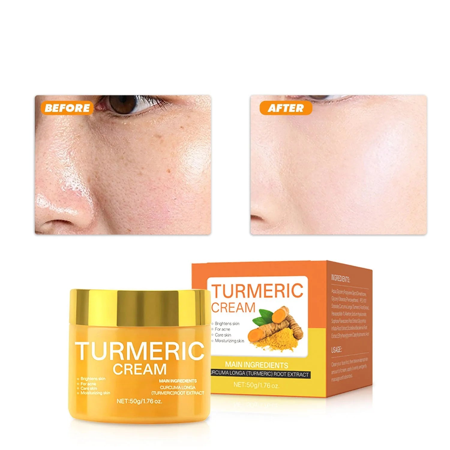 Brightening moisturising cream 50g in a compact 53mm square pot for skin hydration and nourishment