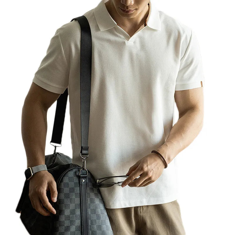 Men's short-sleeved polo shirt in cotton blend fabric available in multiple sizes