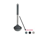 12 piece silicone kitchenware set with rotating storage bucket containing ladle spatula and clips