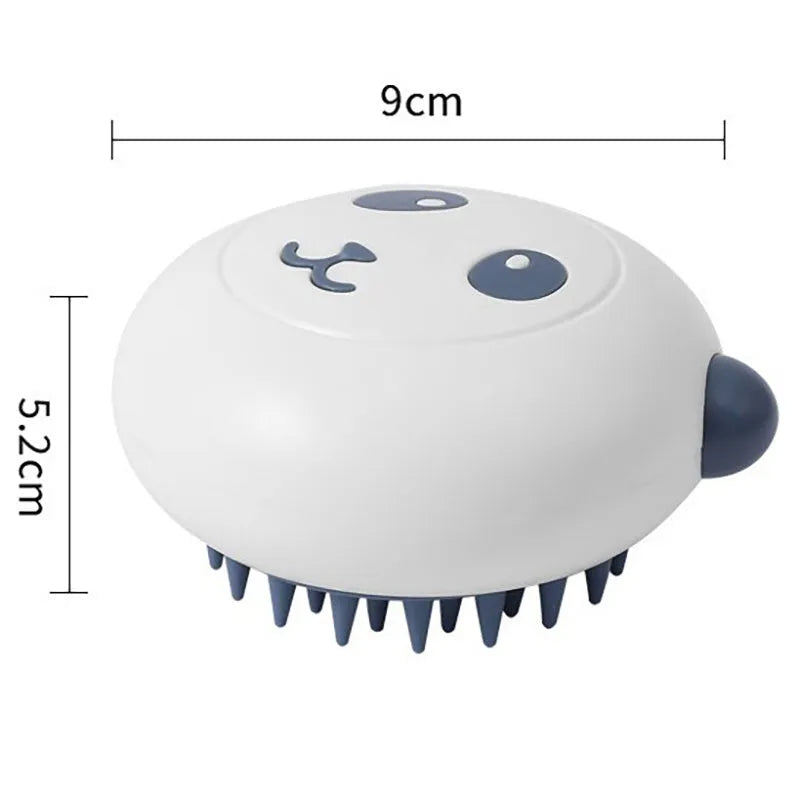 Panda-shaped silicone pet shower brush with soft bristles for cat and dog bathing