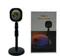 USB rechargeable sunset projection lamp showing rainbow and sun colour patterns