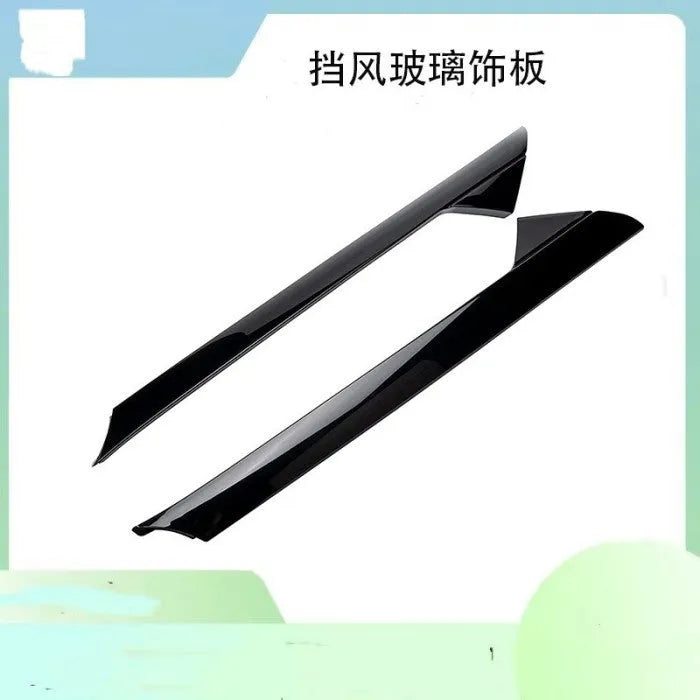 Black front windshield trim panel set for Ford with part numbers BB5Z-7803144-AA and BB5Z-7803145-AA