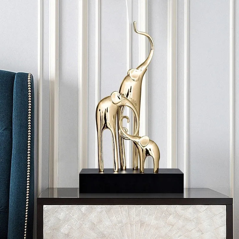 Fortune Bring Elephant resin decorative statue in gold, silver, or retro colour
