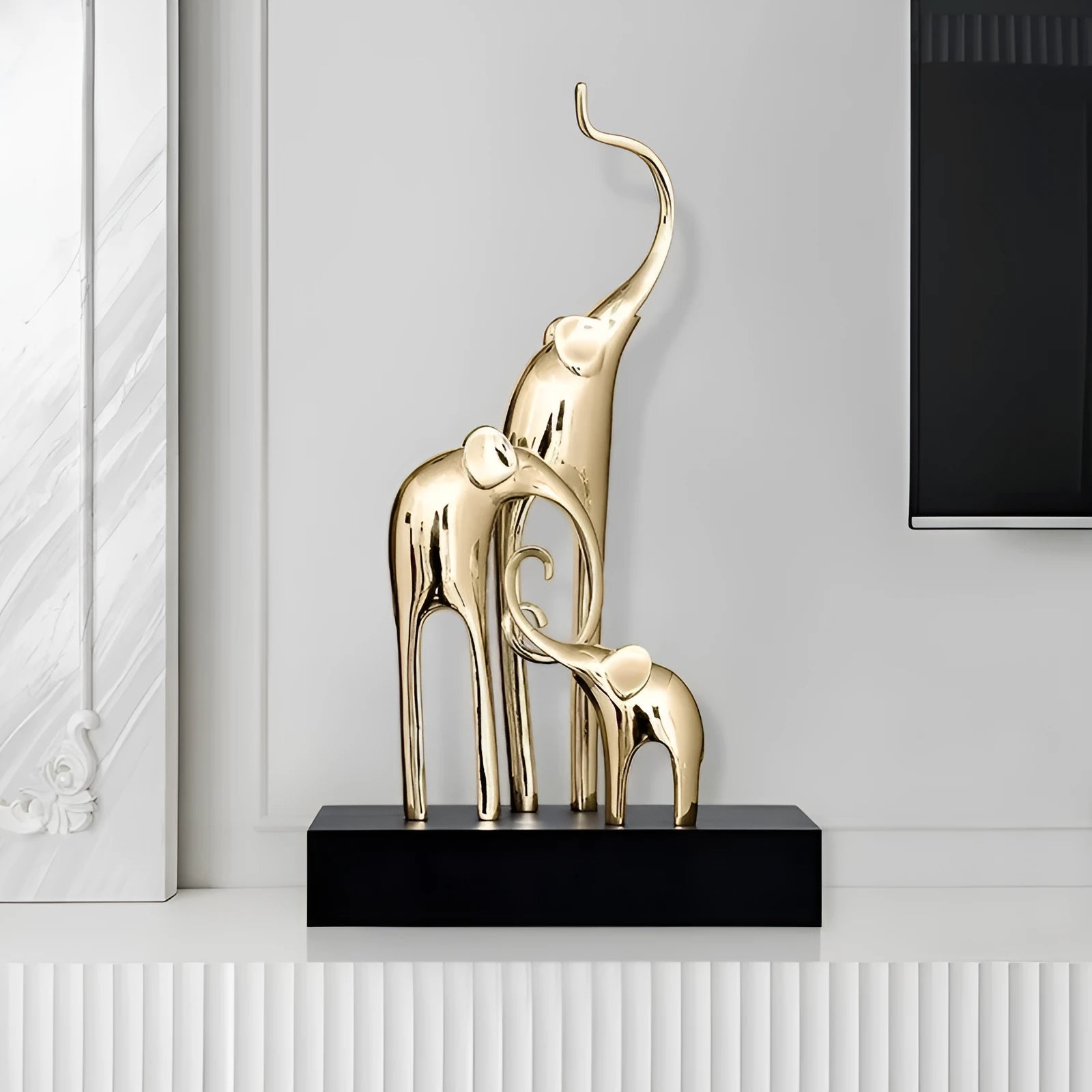 Fortune Bring Elephant resin decorative statue in gold, silver, or retro colour