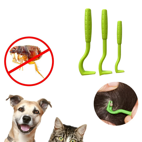 Blue and green plastic tick removal tools for pets with hook design